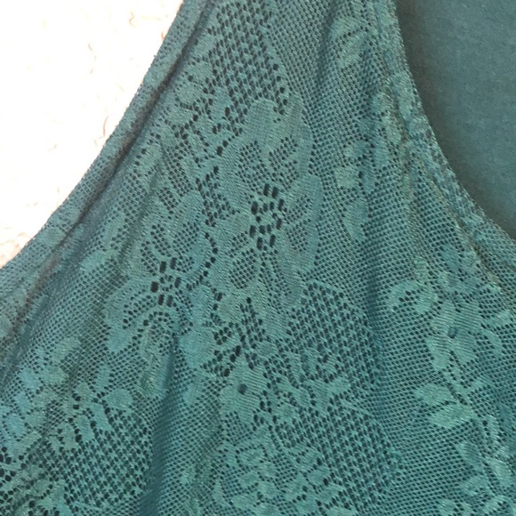 L402/NWT LOFT ~ Emerald Green Lace Tank Top - Picture 6 of 6